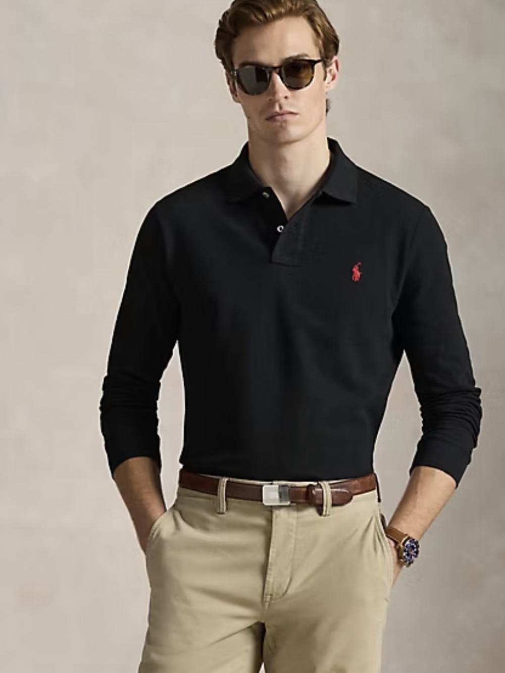 Polo Ralph Lauren Custom Slim Fit Long-Sleeve Polo Shirt Black Medium